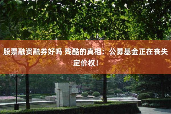 股票融资融券好吗 残酷的真相：公募基金正在丧失定价权！